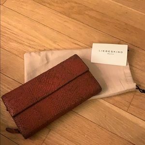 Liebeskind leather snake wallet, orange.